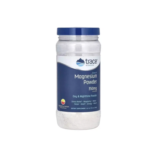 Мінерали Trace Minerals Магній, смак малина-лимон, 350 мг, Stress-X, Magnesium Powder, 240 гр (TMR-00352) - зображення 1