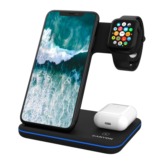 Зарядний пристрій Canyon 3in1 Wireless charger (CNS-WCS303B) - зображення 1