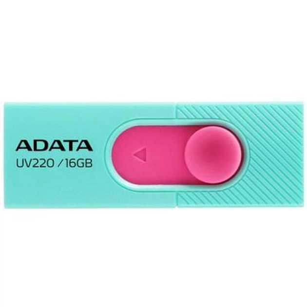 USB флеш накопичувач ADATA 16GB UV220 Green/Pink USB 2.0 (AUV220-16G-RGNPK) - изображение 1