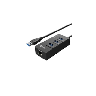 Концентратор Orico USB 3.0 3 port + RJ45 (HR01-U3-V1-BK-BP) (CA912742) зображення 1