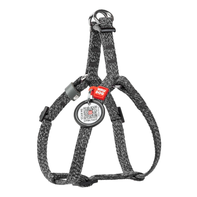 Шлея для котів WAUDOG Re-cotton з QR паспортом XS Ш 10 мм В=С: 28-40 см сіра (167011) - зображення 1