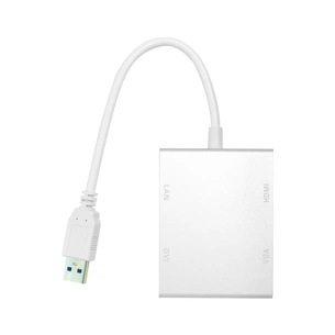 Перехідник USB 3.0 to HDMI, DVI, VGA, RJ45 Gigabit Ethernet PowerPlant (CA912087) зображення 1
