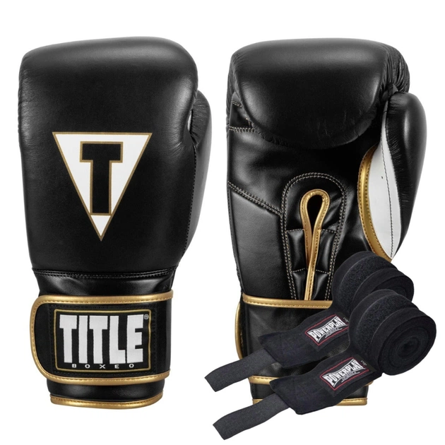 Боксерські рукавички Title Boxeo Mexican Leather Quatro Black/White 14 oz (BATGE4 14 oz BK/WH) - зображення 1