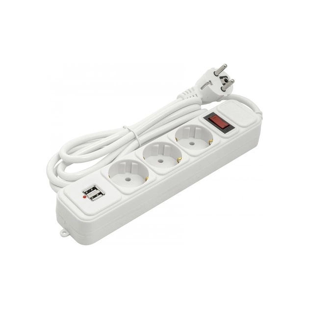 Мережевий фільтр живлення PowerPlant 1.8 м, 3 розетки, USB ( PPSA10M18S3U ) (PPSA10M18S3U) - зображення 1