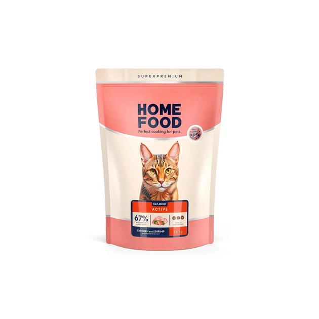 Сухой корм для кошек Home Food For active с курицей и креветками 1.6 кг (4820235020071) - изображение 1