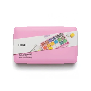 Гуашеві фарби HIMI Jelly Cup 18 кольори по 30 мл,, рожевий пластик.пенал (6974712453697) picture 1