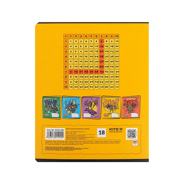 Зошит Kite Ninja Turtles, 18 аркушів, клітинка (NT24-236) - picture 11