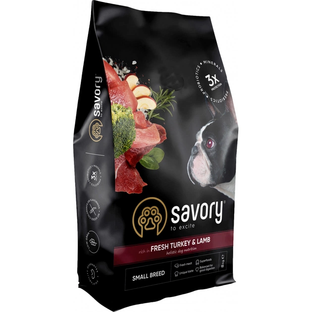 Сухий корм для собак Savory Small Breed rich in Fresh Turkey and Lamb 8 кг (4820232630365) - зображення 1