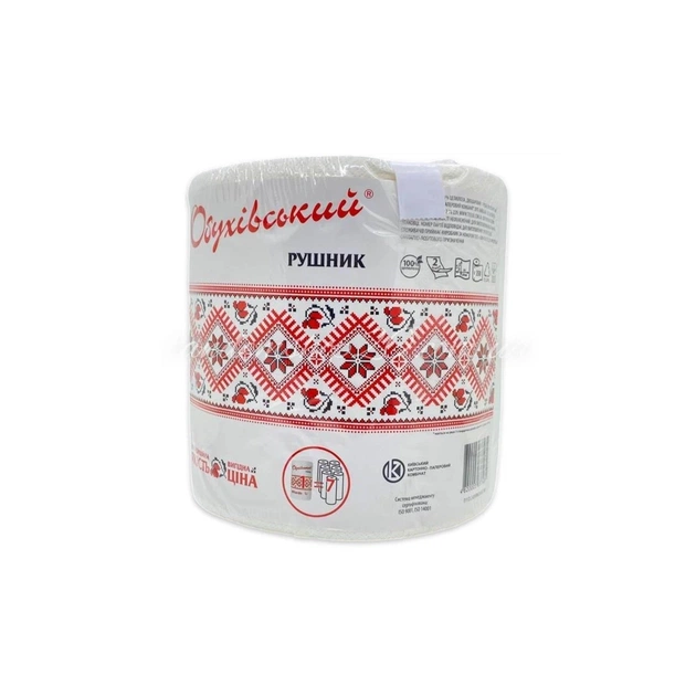Паперові рушники Обухівський 2 шари 350 відривів 1 рулон (4820003837481) - picture 1