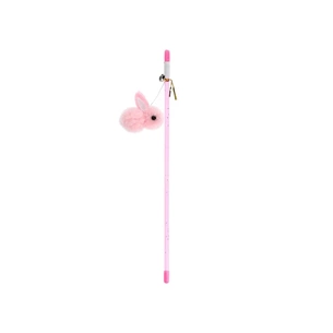 Іграшка для котів Hippie Pet Вудка з зайчиком рожева 30 см (HIPCW2303037RO) зображення 1