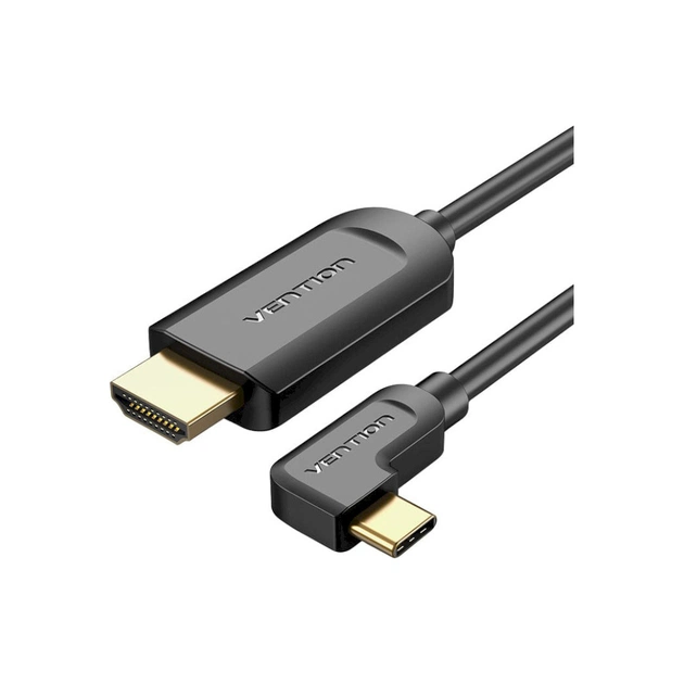 Кабель мультимедійний USB-C to HDMI M 1.5m 4K60Hz 90° corner black Vention (CGVBG) - зображення 1