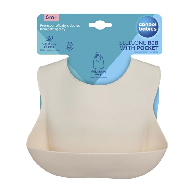 Нагрудничок Canpol babies силіконовий з кишенькою, кремовий (51/030_cre) - picture 2