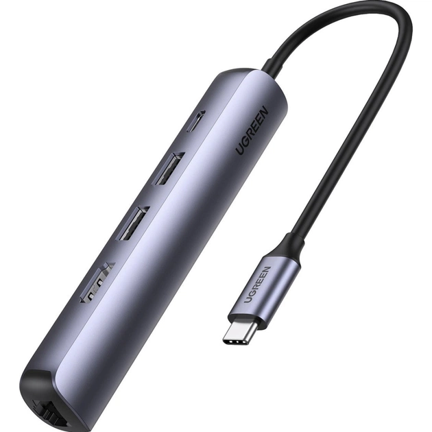 Концентратор Ugreen USB3.0 Type-C to HDMI 4K30Hz/USB 3.0x2/RJ45/PD CM418 (10919) - зображення 1