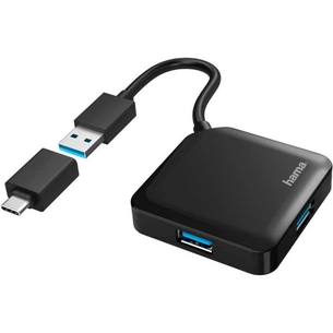 Концентратор Hama 4 Ports USB 3.2, USB-C Adapter Black (00200116) зображення 1