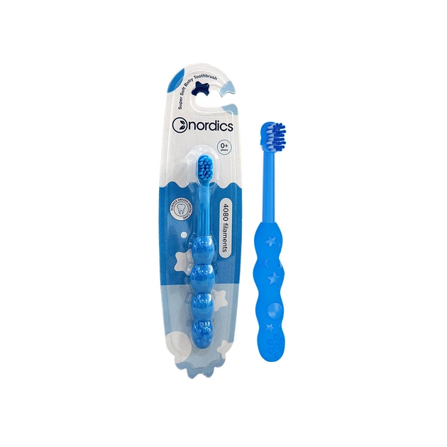 Детская зубная щетка Nordics Baby 4080 Soft голубая (3800501908228) - изображение 1