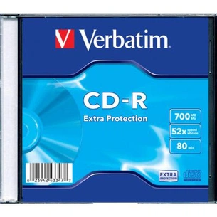 Диск CD Verbatim CD-R 700Mb 52x 1шт Slim Case (43347-1disk) изображение 1