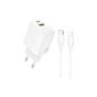 Зарядний пристрій BOROFONE BN29 Fuente 1xUSB-C PD30W + 1xUSB QC3.0 + cable USB-C to Lightning White (6941991120336) - уменьшенное изображение 4
