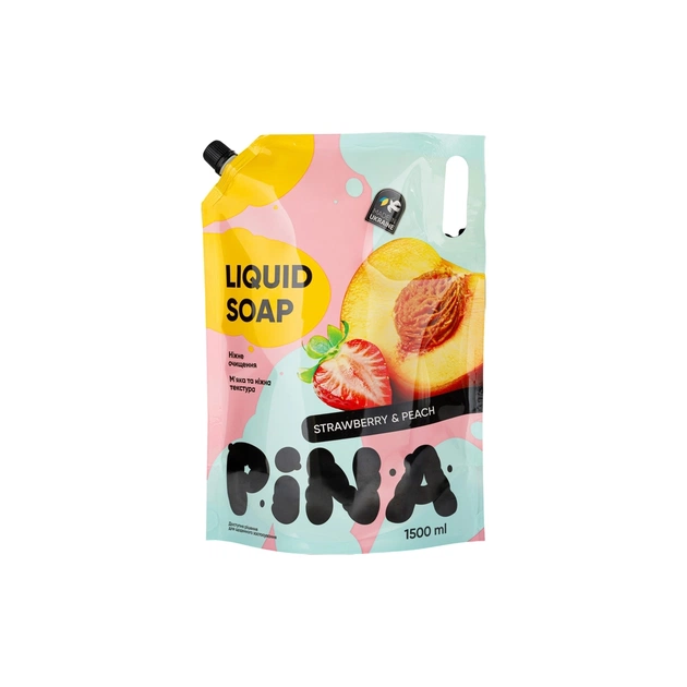 Рідке мило Pina Strawberry and peach Дой-пак 1500 мл (4820287020425) - зображення 1