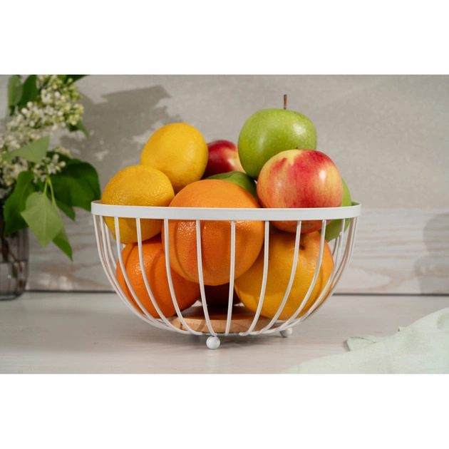 Фруктовниця Ardesto Midori 25х25х13см, метал, дерево, білий (AR0904W) - picture 9