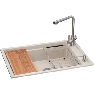 Мийка кухонна GRANADO Optimal Estella terra (+ змішувач Badalona LUX inox + дозатор Redondo inox + кошик+дошка) (ksg0203) зображення 1
