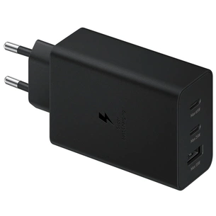 Зарядний пристрій Samsung 2xUSB-С 65W PD PPS/USB-A Black (EP-T6530NBEGEU) зображення 1