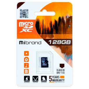 Карта пам'яті Mibrand 128GB microSDXC UHS-I U3 (MICDHU3/128GB) зображення 1