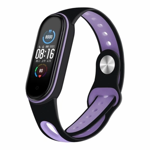 Ремінець до фітнес браслета BeCover Sport Style для Xiaomi Mi Smart Band 5 Black-Purple (705168) зображення 1