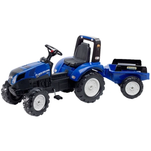 Веломобіль Falk New Holland трактор на педалях з причепом Синій (3090B) зображення 1