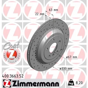Гальмівний диск ZIMMERMANN 400.3663.52 зображення 1