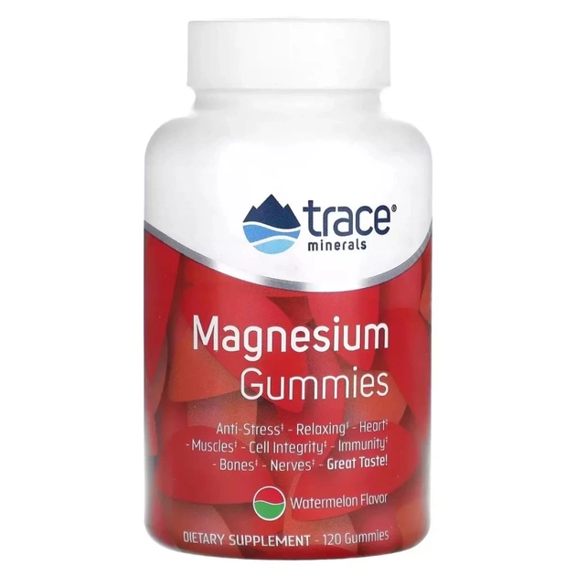 Мінерали Trace Minerals Магній, смак кавуна, Magnesium Gummies, 120 жувальних цукерок. (TMR-00488) - изображение 1