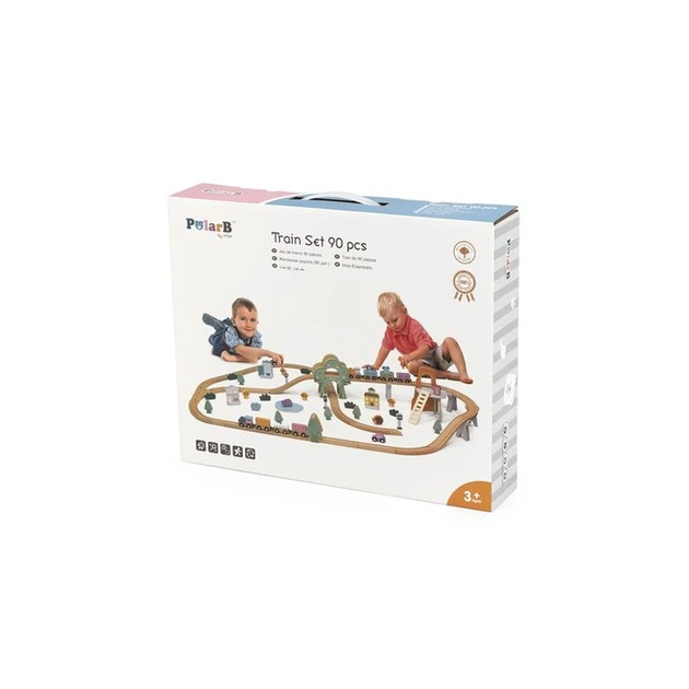 Залізниця дерев'яна Viga Toys PolarB 90 елементів (44067) - изображение 1