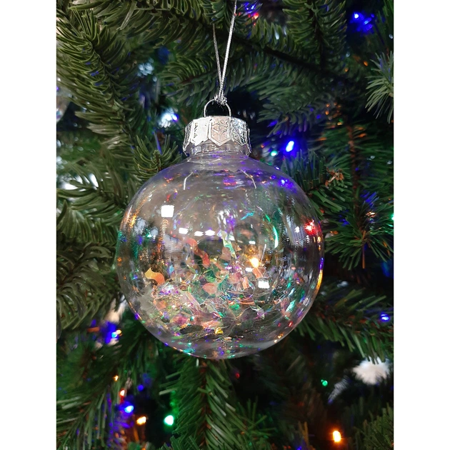 Ялинкова іграшка Jumi набір прозорих кульок 4 шт, пластик, 8см, кольорова мішура (5900410386792) - picture 3
