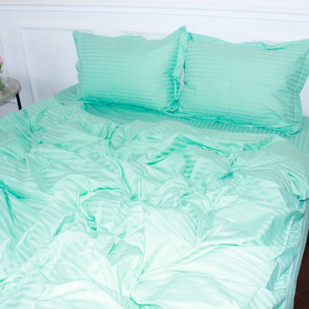 Постільна білизна MirSon Satin Stripe 30-0014 Mint 160х220 Сімейна (2200005252864) - зображення 1