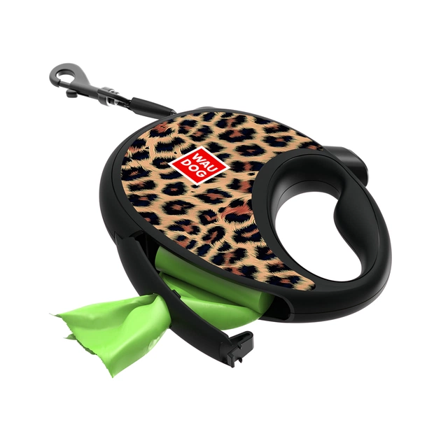 Повідець для собак WAUDOG R-leash з контейнером для пакетів "Леопард", світловідбивна стрічка, S (255-4066) - picture 5
