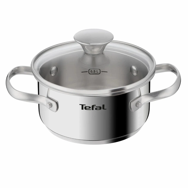 Каструля Tefal Minis, з кришкою,1л, нержавіюча сталь, скло (H8743155) - зображення 1