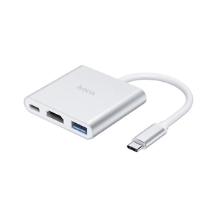 Концентратор HOCO USB-C to USB3.0+HDMI+PD HB14 Silver (6931474725790) зображення 1