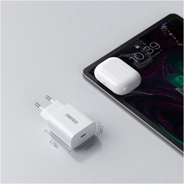 Зарядний пристрій Choetech USB-C PD20W white (Q5004-V5) - picture 5