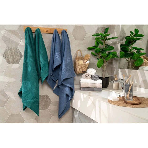 Рушник Ardesto набір махрових Lotus 2 шт 50х90см, 70х140см, 100% бавовна, смарагд (ART2357EM) - зображення 4