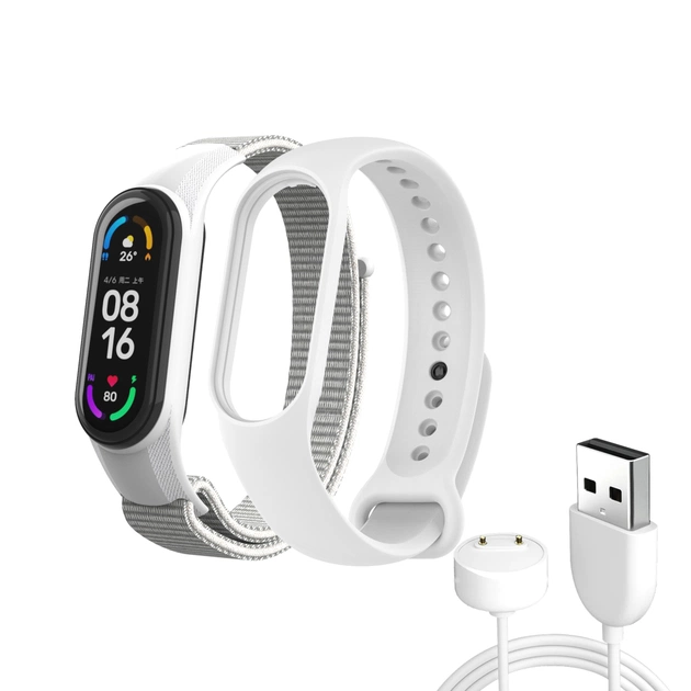 Ремінець до фітнес браслета Armorstandart комплект 3шт Xiaomi Mi Band 7/6/5 New Style White (ARM77041) - picture 1