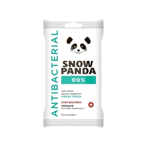 Вологі серветки Сніжна Панда Green Fresh 99% з антимікробною дією 15 шт. (4820183972118) изображение 1