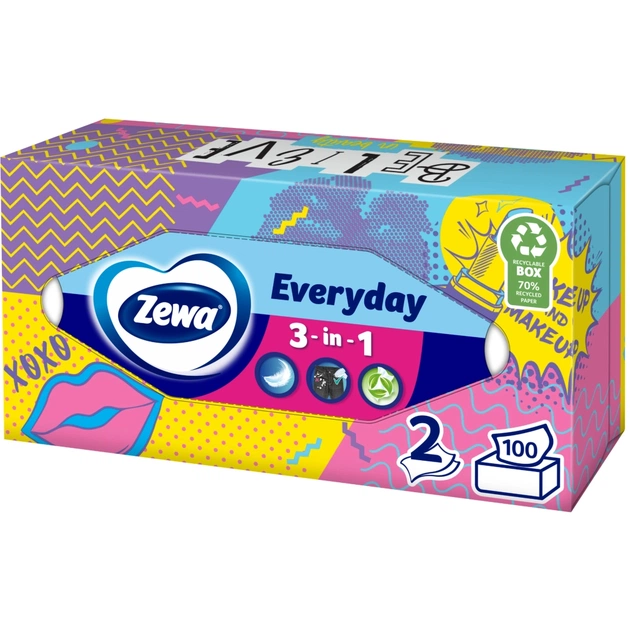 Серветки косметичні Zewa Everyday 100 шт. (7322540043464) - picture 1