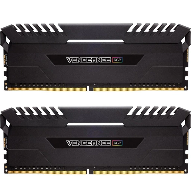 Модуль пам'яті для комп'ютера DDR4 16GB (2x8GB) 2666 MHz Vengeance RGB Black Corsair (CMR16GX4M2A2666C16) - изображение 1