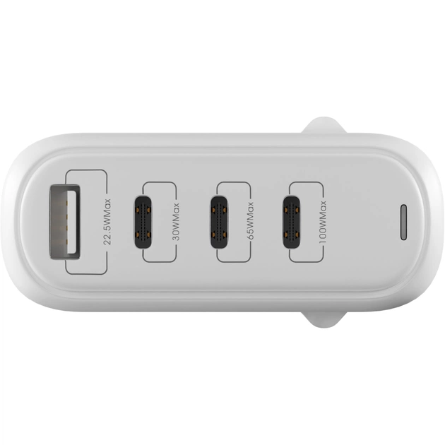 Зарядний пристрій Globex GaN 1xUSB + 3xUSB-C 120W FastPower white (GaN120WA3C) - зображення 1