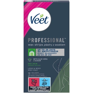 Воскові смужки Veet Professional для сухої шкіри з Алоє вера 12 шт. (8410104511340) зображення 1