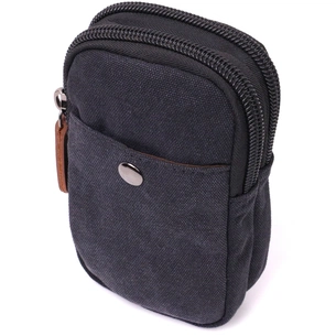 Сумка Vintage Чохол на пояс з металевим карабіном з текстилю Чорна (22223) зображення 1