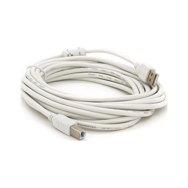 Кабель для принтера USB 2.0 AM/BM 5.0m ferrite white Voltronic (YT-AM/BM-5.0W) - изображение 1