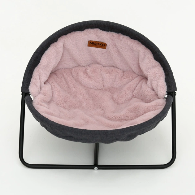 Лежак для тварин MISOKO&CO Pet bed round plush 45x45x22 см grey and pink (HOOP31839) - picture 1