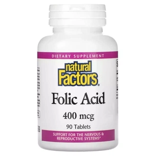 Вітамін Natural Factors Фолієва кислота, 400 мкг, Folic Acid, 90 таблеток (NFS-01272) зображення 1