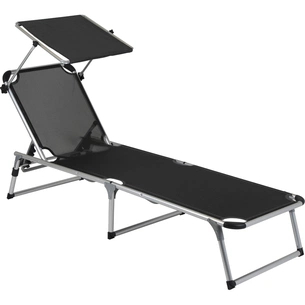Розкладачка Bo-Camp Sun Lounger With Sunscreen 5 Positions Чорна (1304460) зображення 1