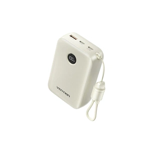 Батарея універсальна VENTION 20000mAh 22,5W Fast Charging, with built-in USB-C cable, Beige (FKBN0-C) зображення 1